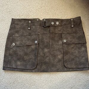 We The Free Free People Faux Leather Brown Mini Skirt